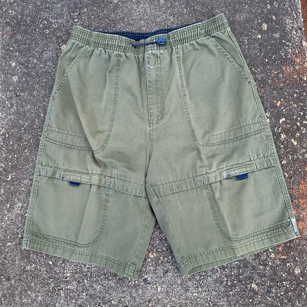 Vintage ocean pacific cargo shorts green size 31 inseam 10 adjustable baggy